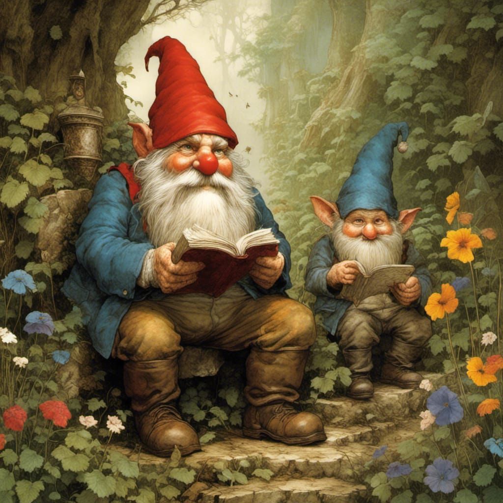 Gnome Grandfather's Greeting: Storybook Fantasy Illustration