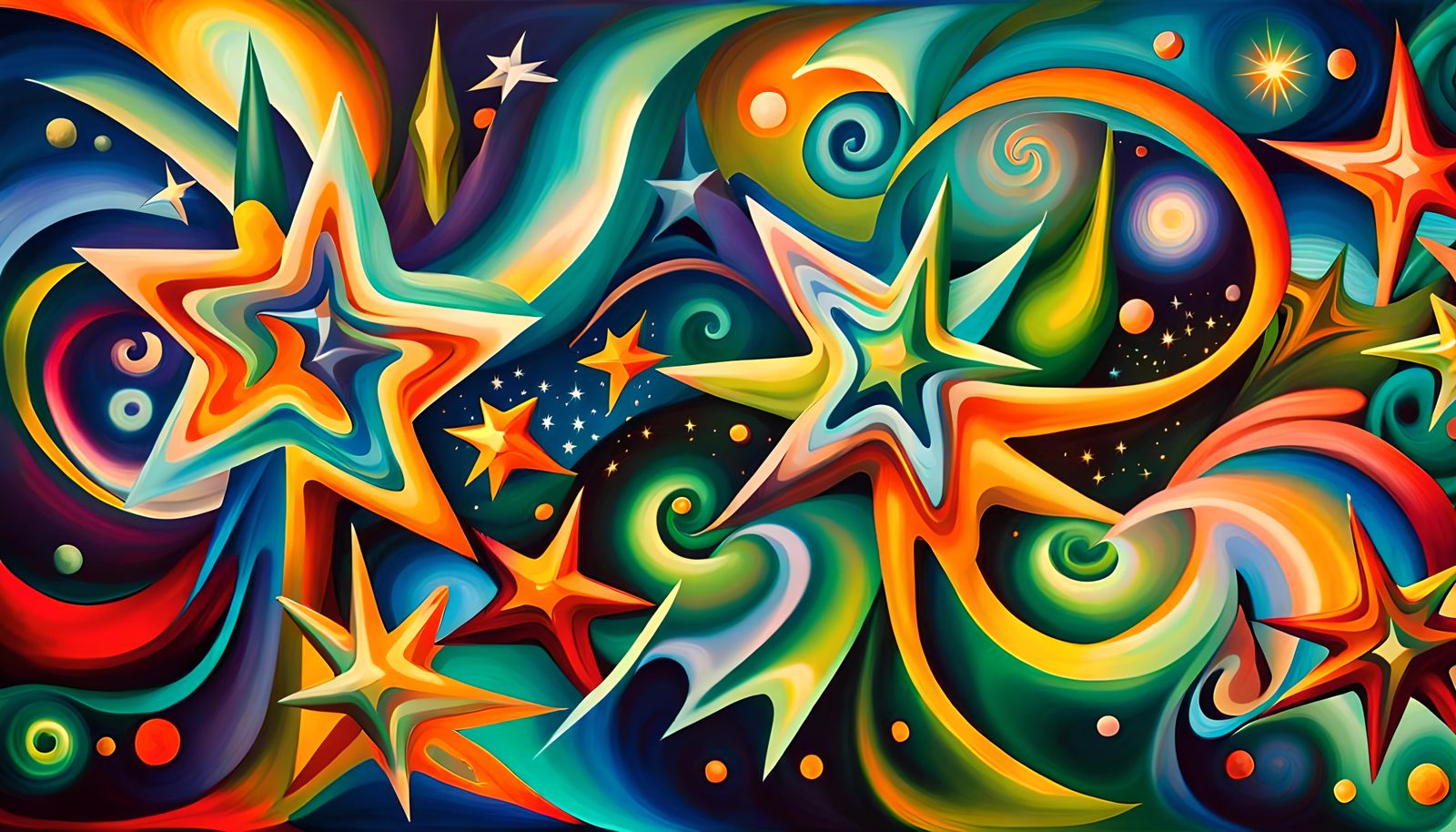 Iridescent Stars Connected in Electromagnetic Plasma Maelstr...