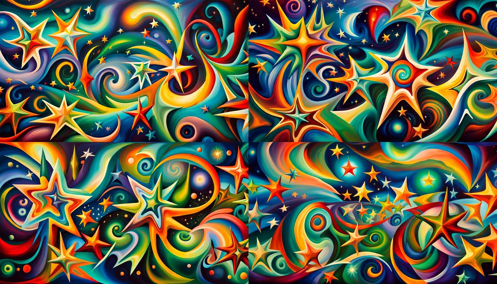 Iridescent Stars in Electromagnetic Plasma: Impasto Painting