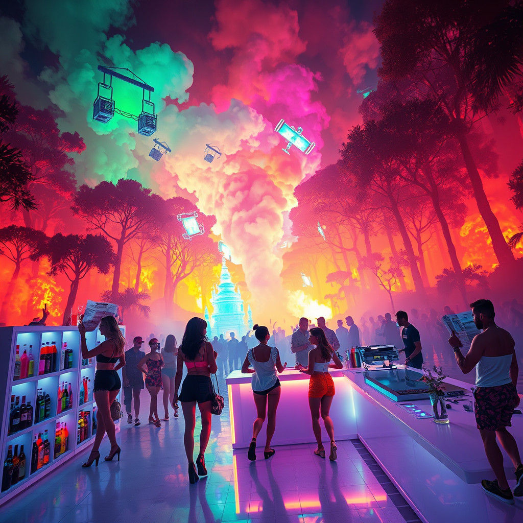 Apocalyptic Forest Rave in a Matte Painting Style