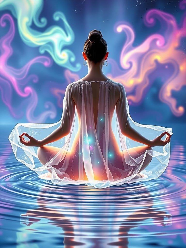 Ethereal Goddess in Cosmic Lotus Pose