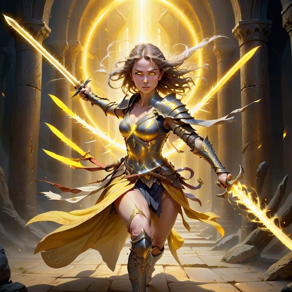 Female Sword Mage in Fierce Battle