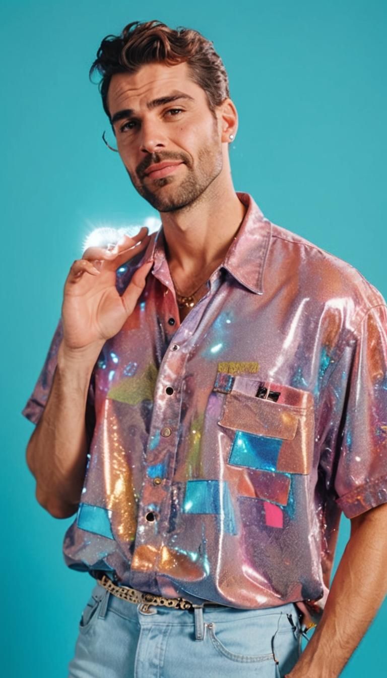 Retro Neon Portrait of Brody in 80s Style