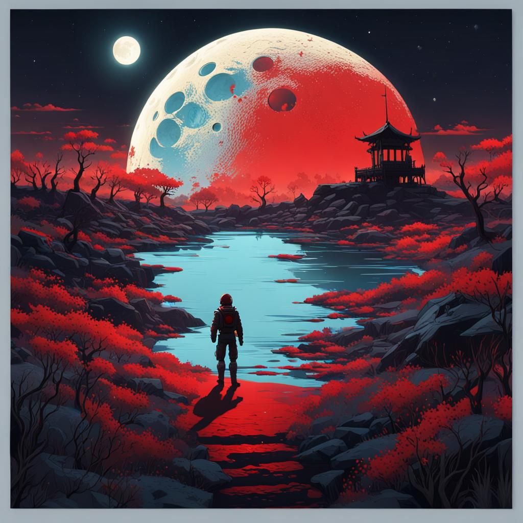 Androgynous Hero Under the Moon in Shonen Style