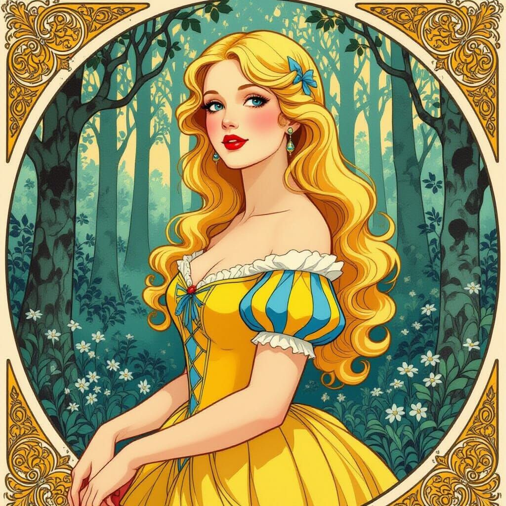 Snow White in Art Nouveau Style