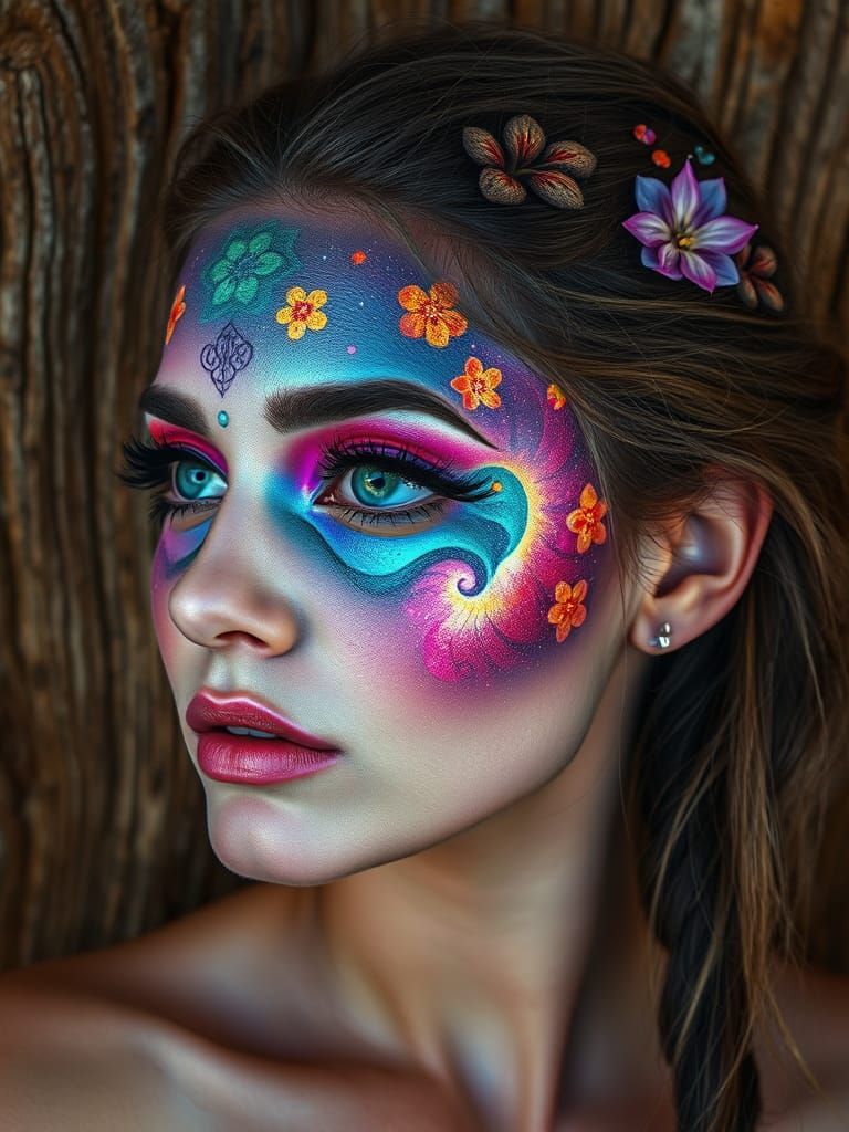 Ethereal Goddess with Cosmic Face Paint