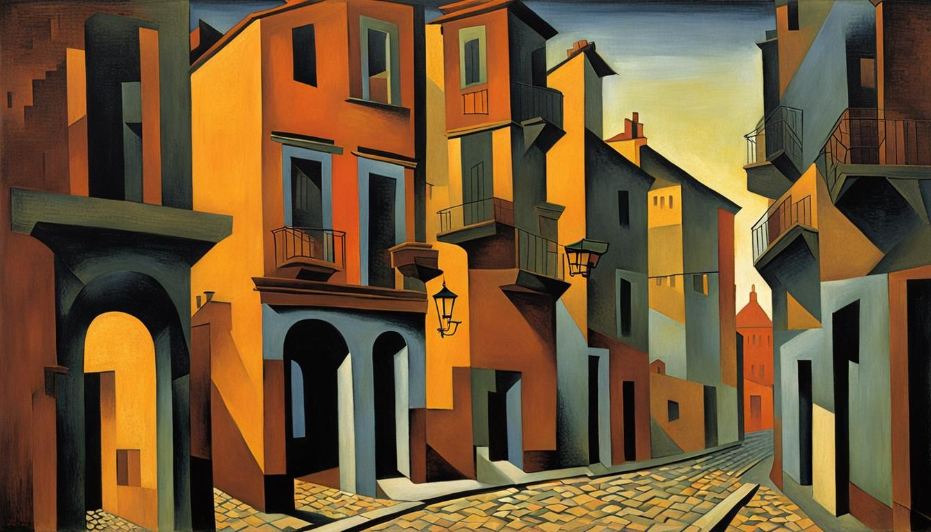 Roman Street Scene in Cubist Style