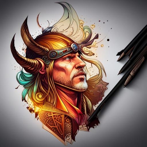 Cybernetic Steampunk Viking Warrior in Digital Art