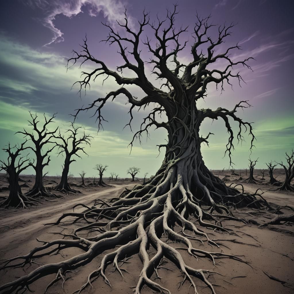 Surreal Wasteland: Dark Fantasy Void Landscape