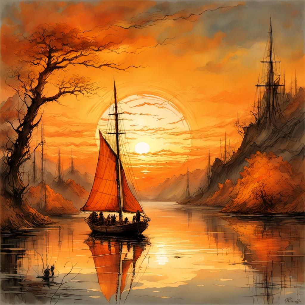 SAILING AT THE SUNSET