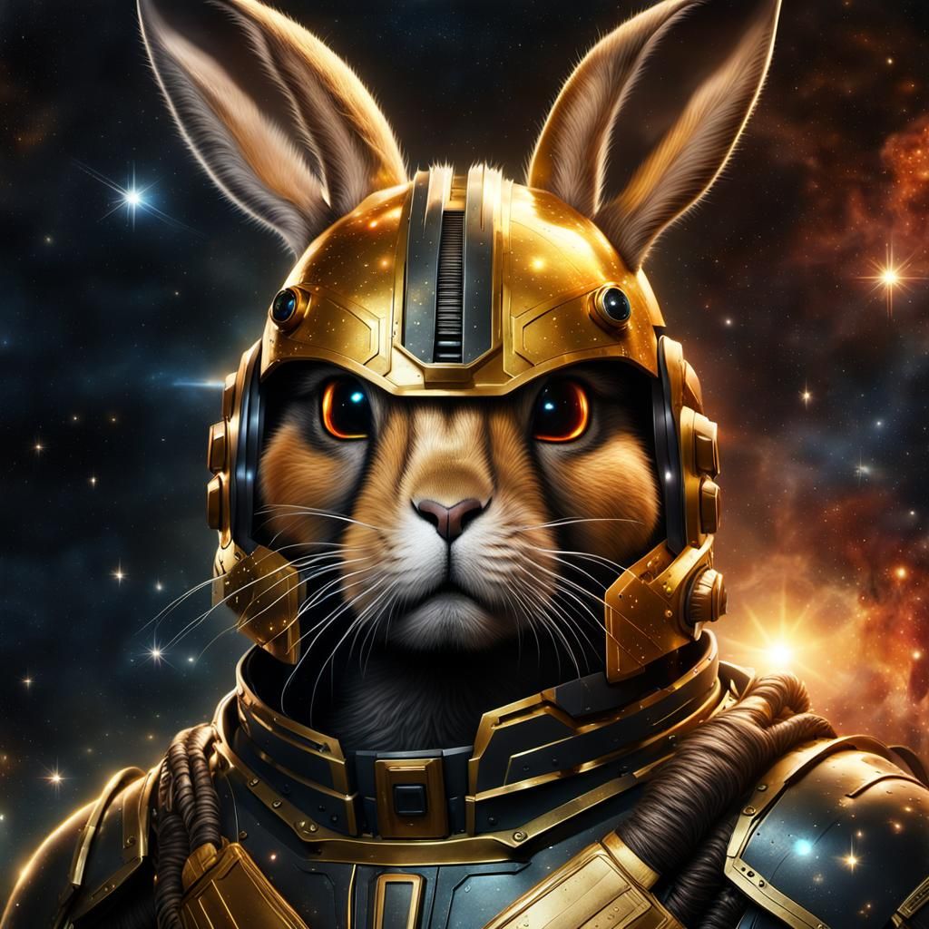 Sci-Fi Rabbit Bounty Hunter in Space Portrait