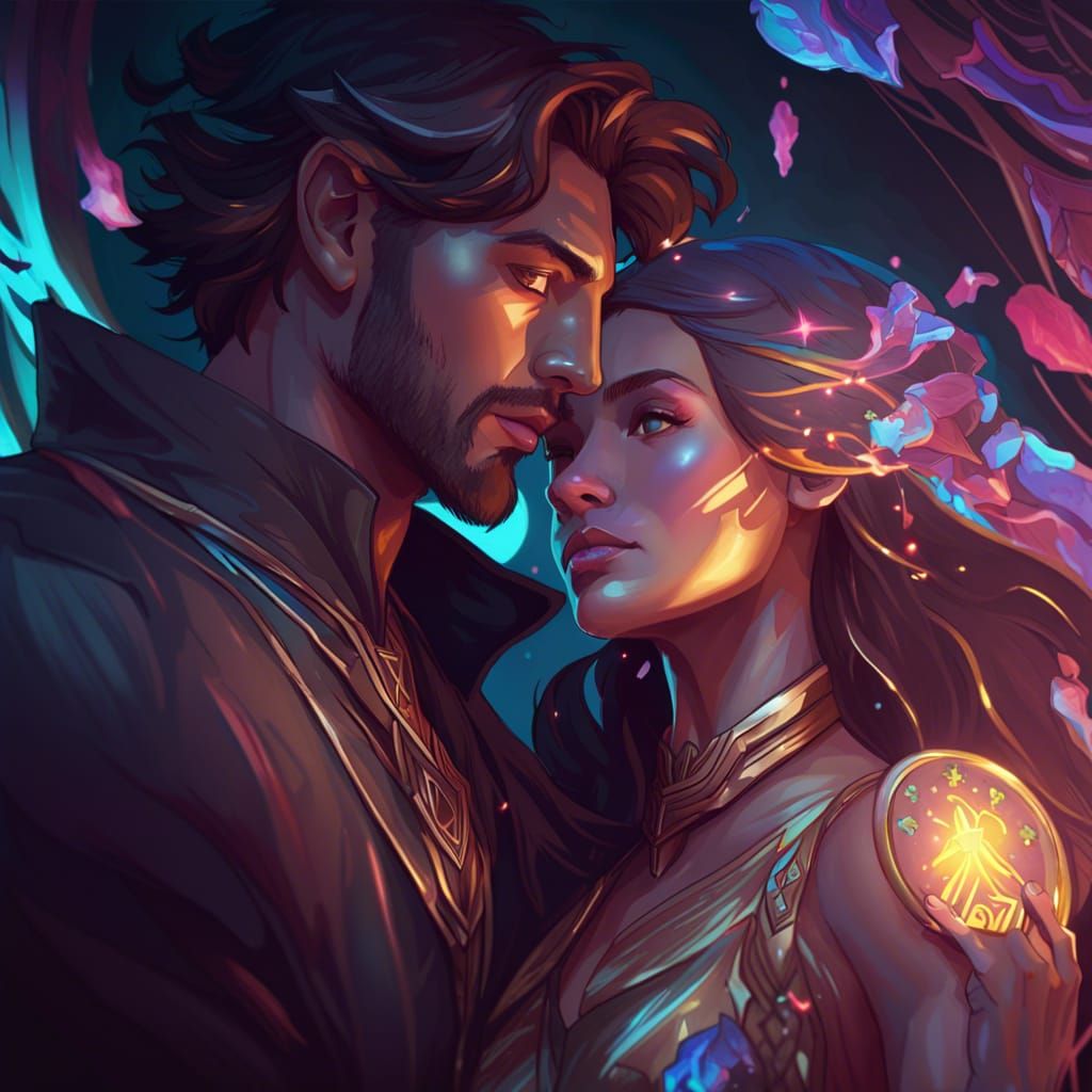 The Lovers Tarot Card: Art Nouveau Portrait