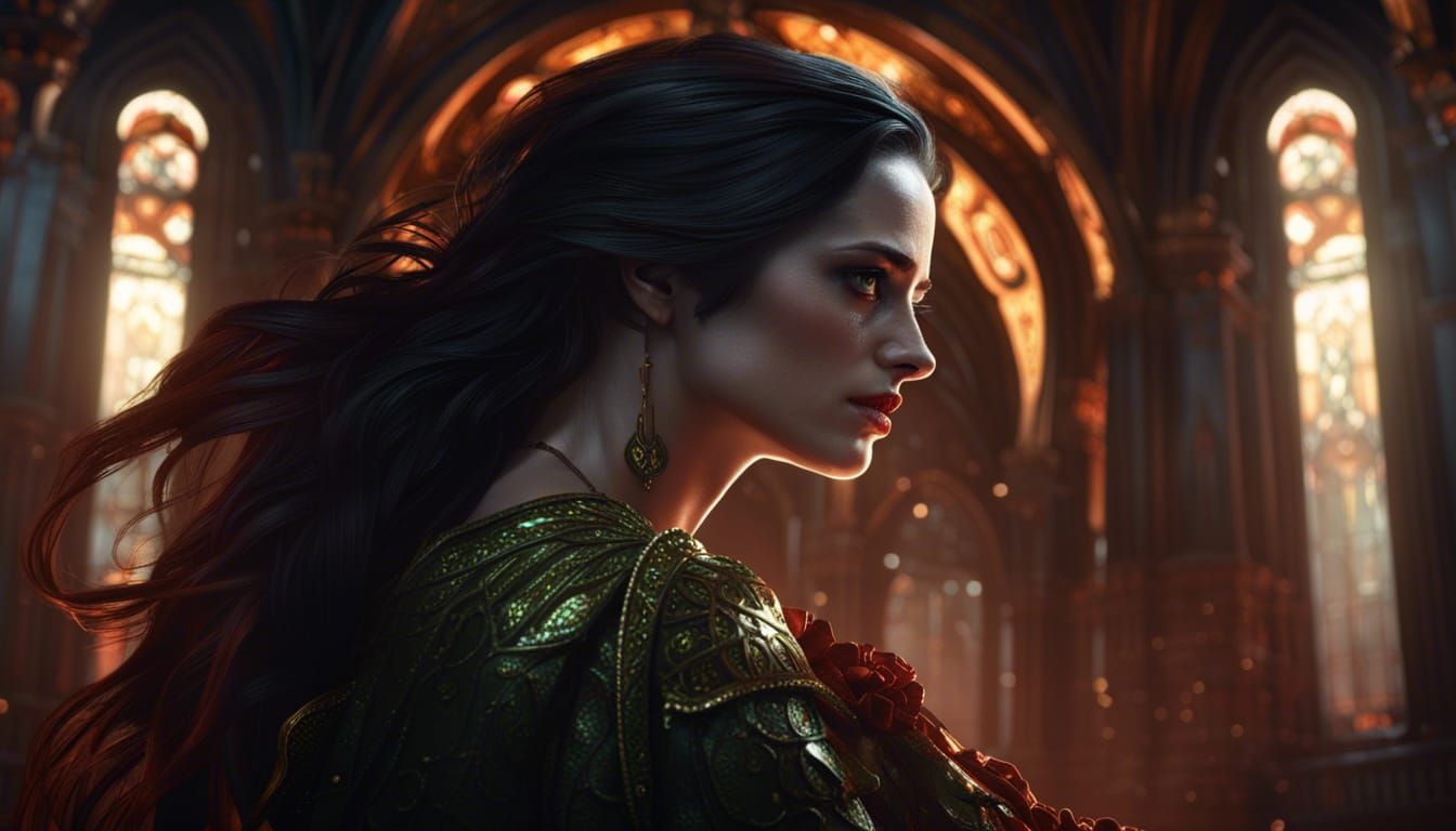 Eva Green Dark Fantasy Portrait in 8K Resolution