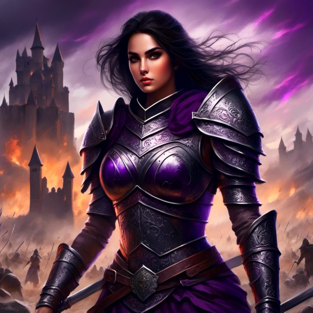 fierce female warrior purple