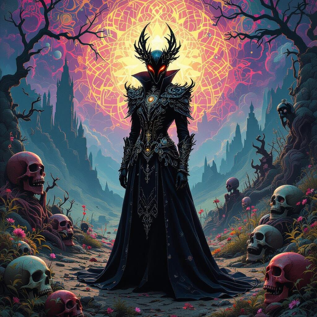 Macabre Dreamscape in Kaleidoscope Art Style