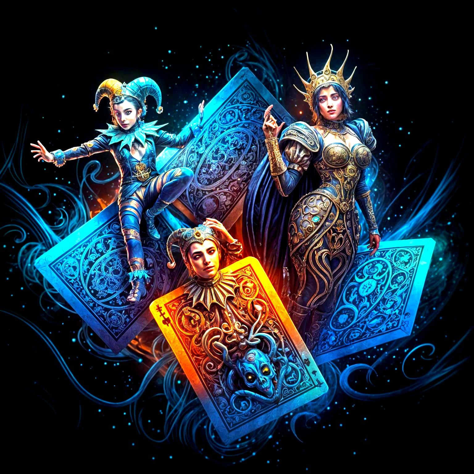 Ethereal Eldritch Beings Burst from Art Nouveau Playing Card...