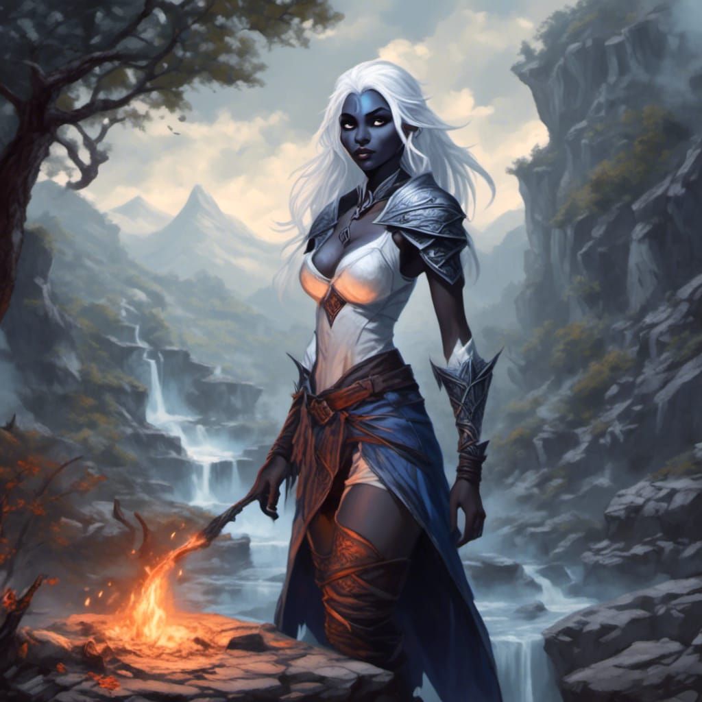 Drow Magic User Casting Spell on Stones