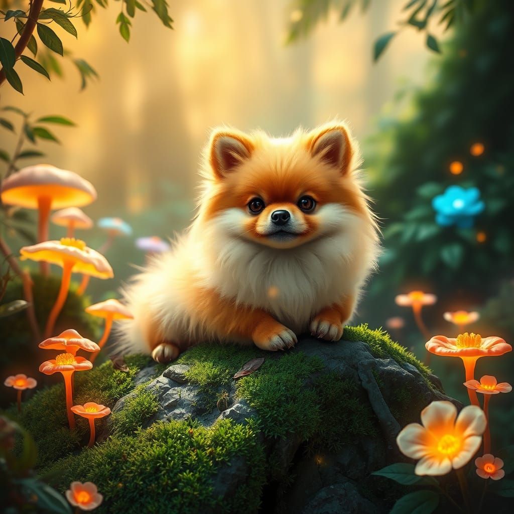 A fluffy Apricot Pomeranian