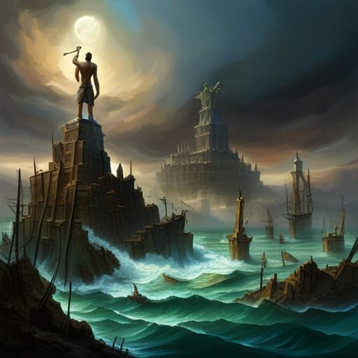 Post-apocalyptic city on the sea.