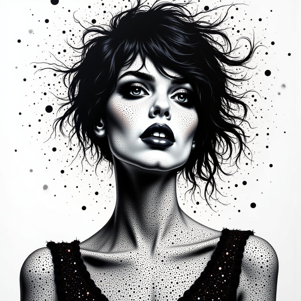 Grunge Punk Pointillism Collage