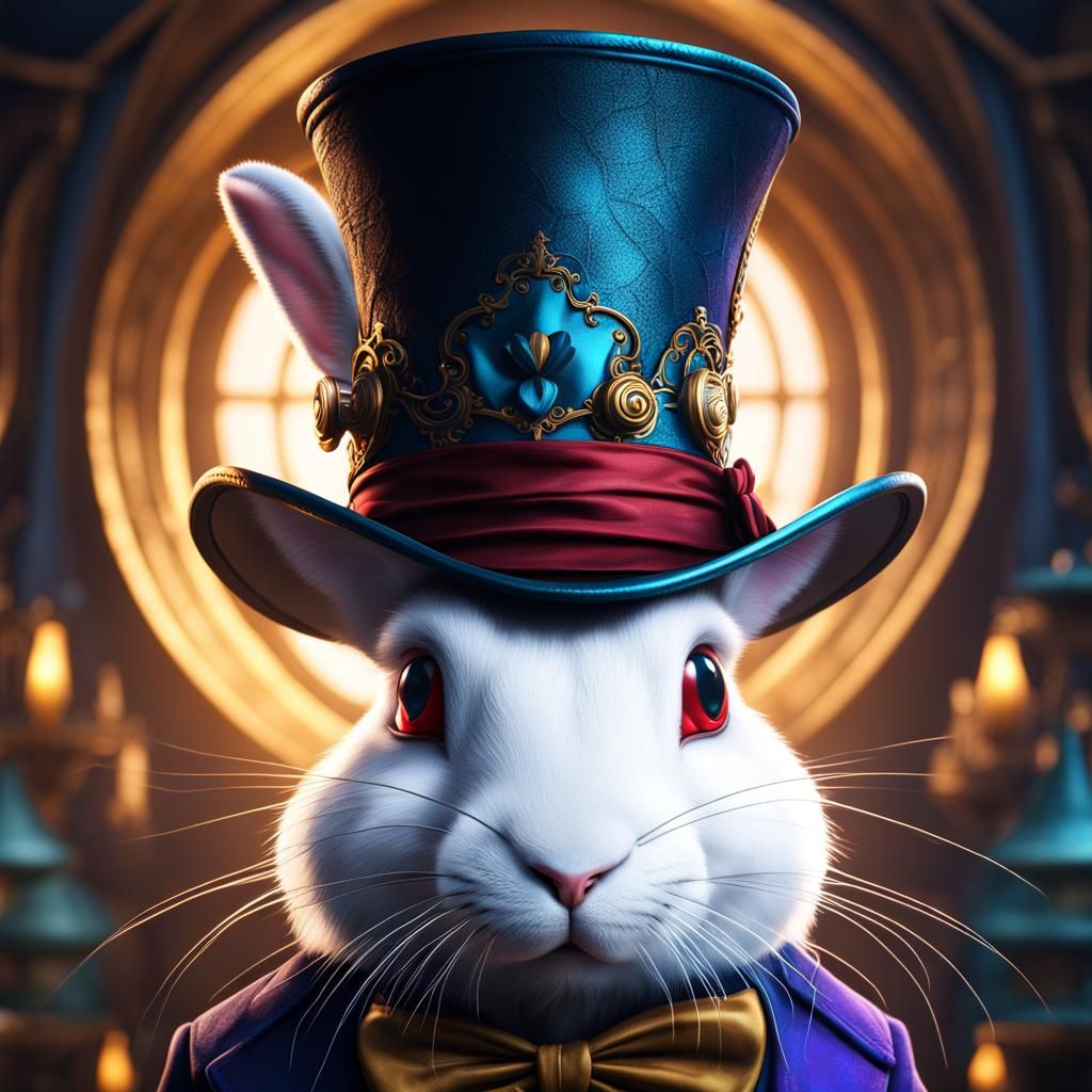 White Rabbit Emerges from Mad Hatter's Hat