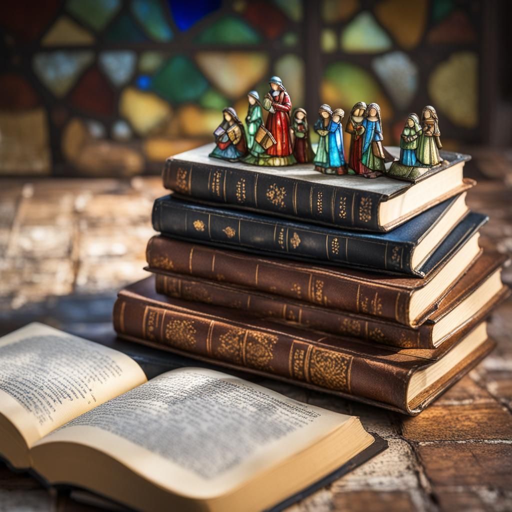 Stained Glass Style: Tiny Women Reading