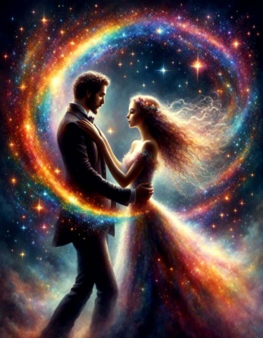Rainbows raced around the room when he danced with me
Shooting stars began to zoom when he danced with me
In his arms I ...