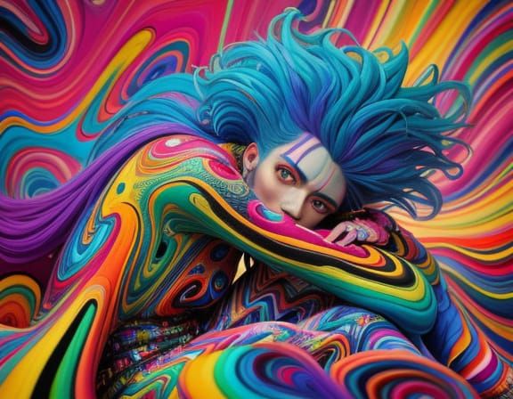 Eccentric Person in Surreal Oil Painting