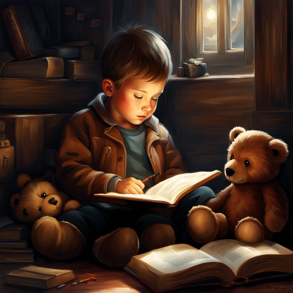 Reading a book to my teddybears