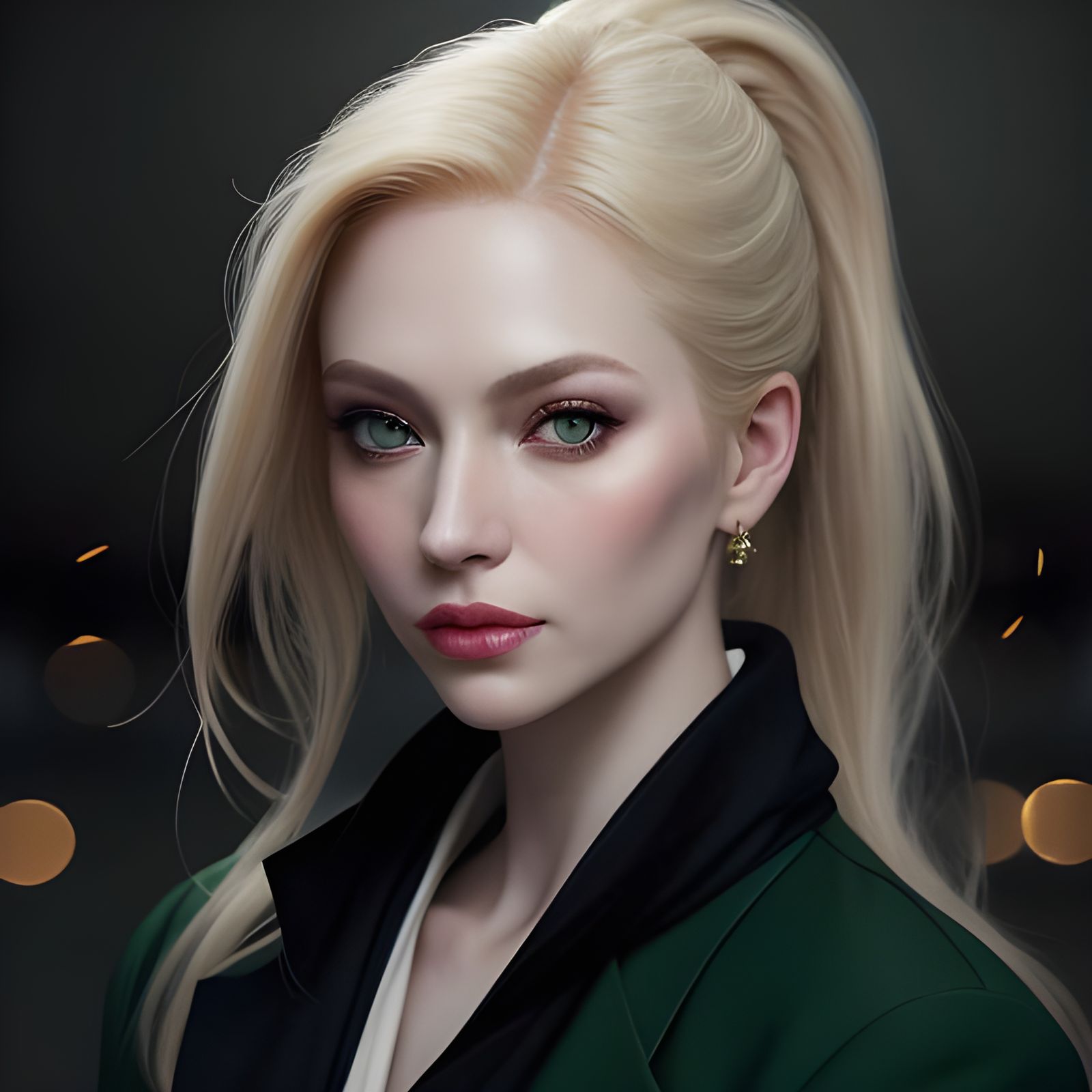 Golden-Haired Girl Portrait with City Bokeh