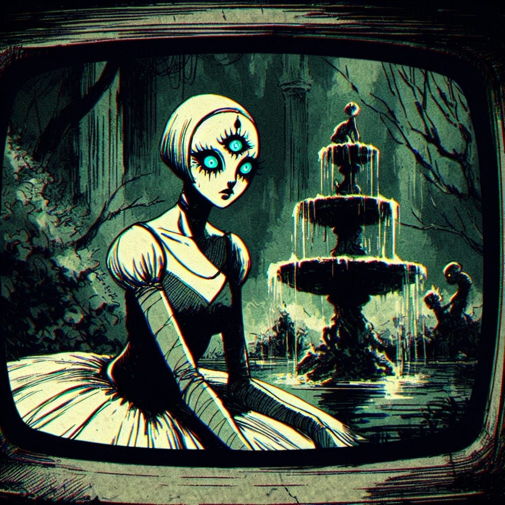 Eerie Three-Eyed Princess in Dying Garden: Vintage Animation