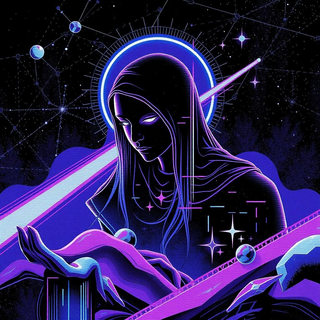 Indigocore Constellation with Glitch Art Elements