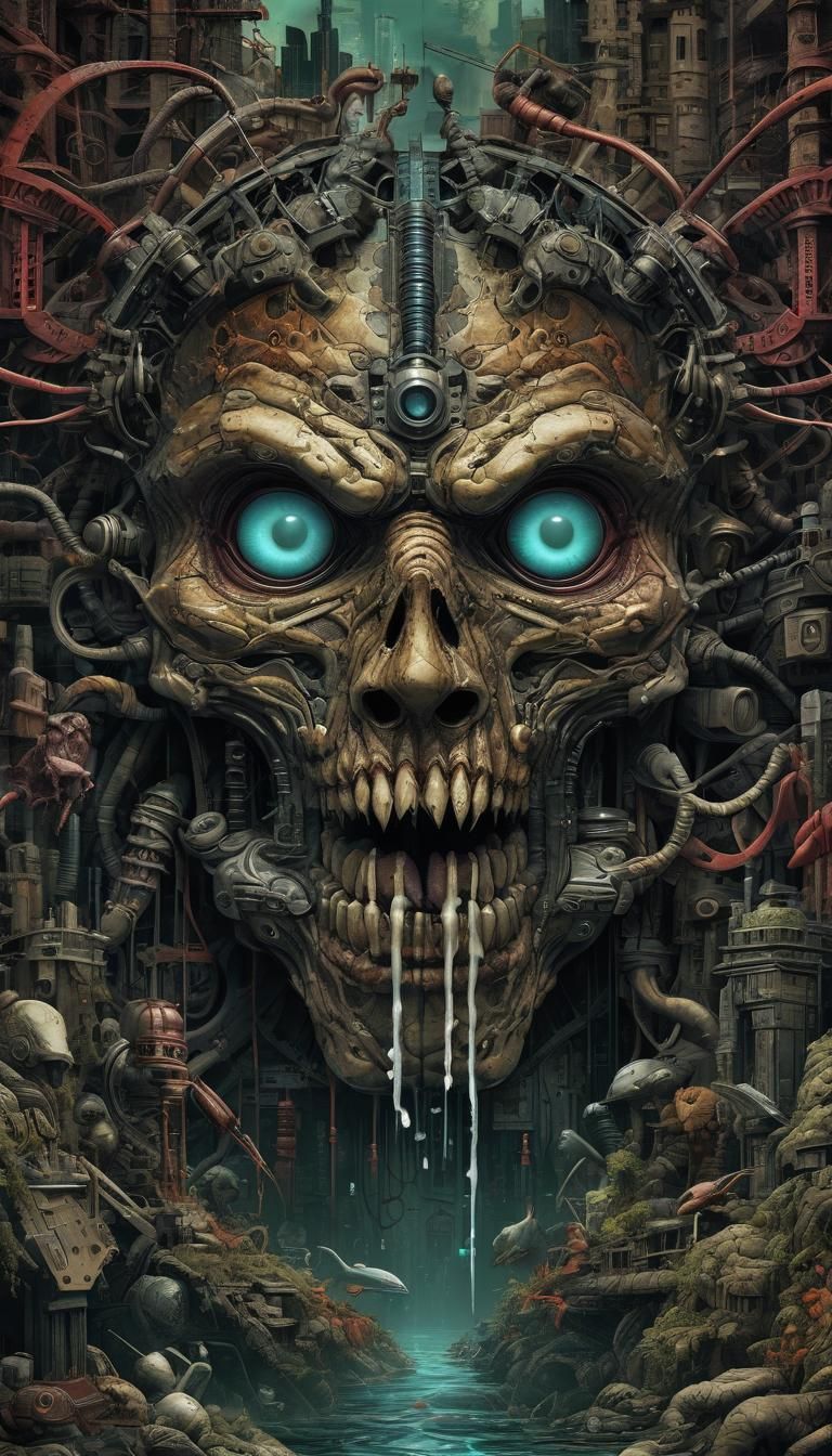 Ethereal Post-Apocalyptic Mutant in Dark Graphic Novel Style