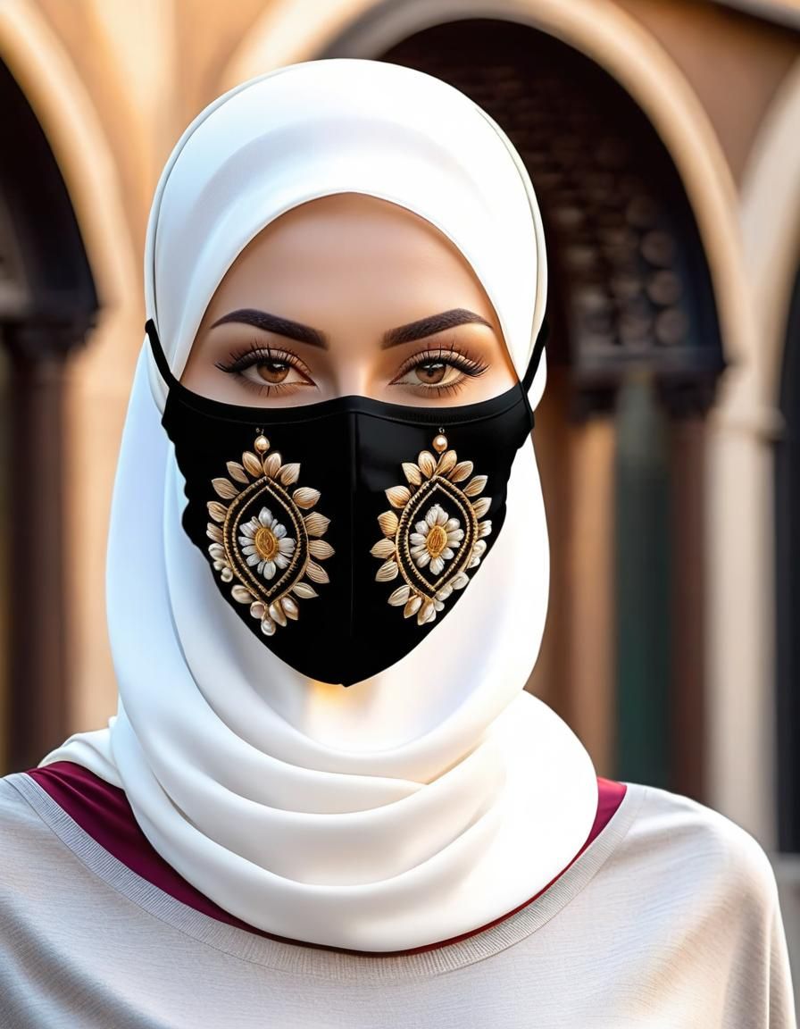 Oil Painting Portrait of Woman with Mask