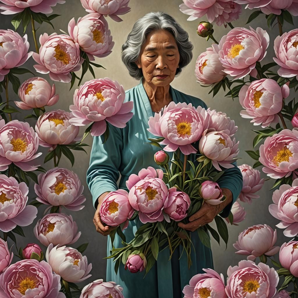 Mother's Day Peonies in Hyperrealistic Style