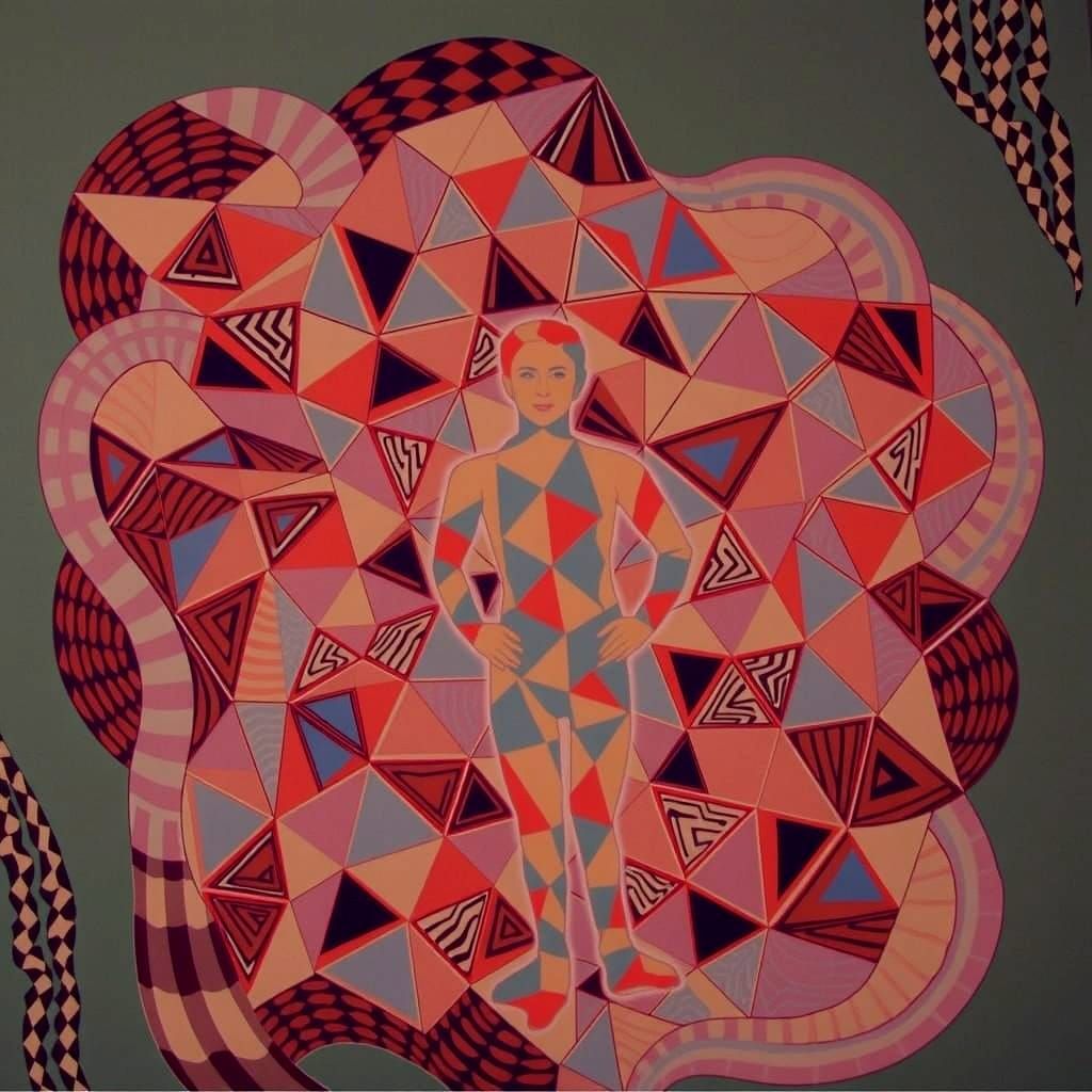 Hypnotic Harlequin in Geometric Optical Illusion Maze