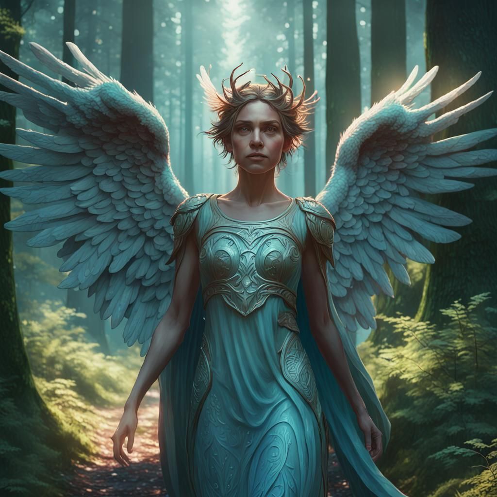 Angelic Forest Portrait in Detailed Splash Art Style