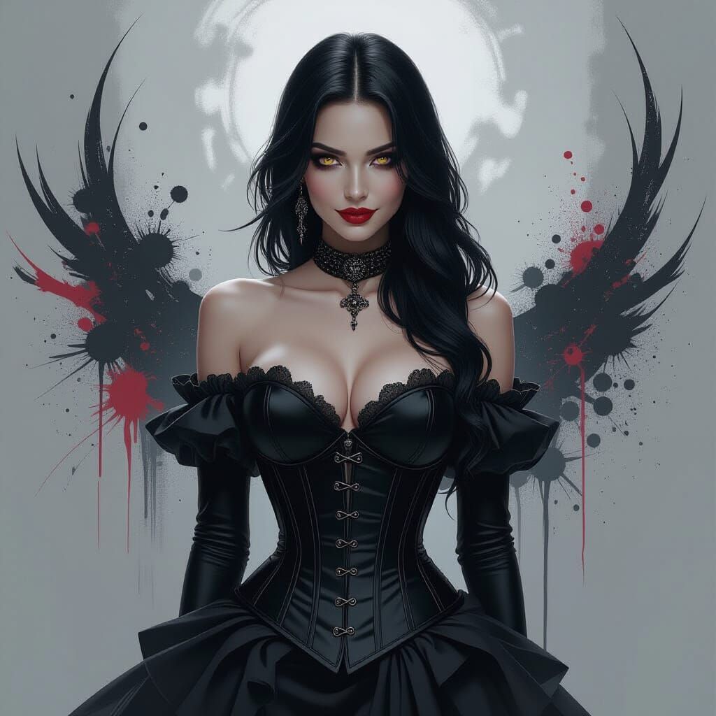 Gothic Android Portrait with Flirty Smirk