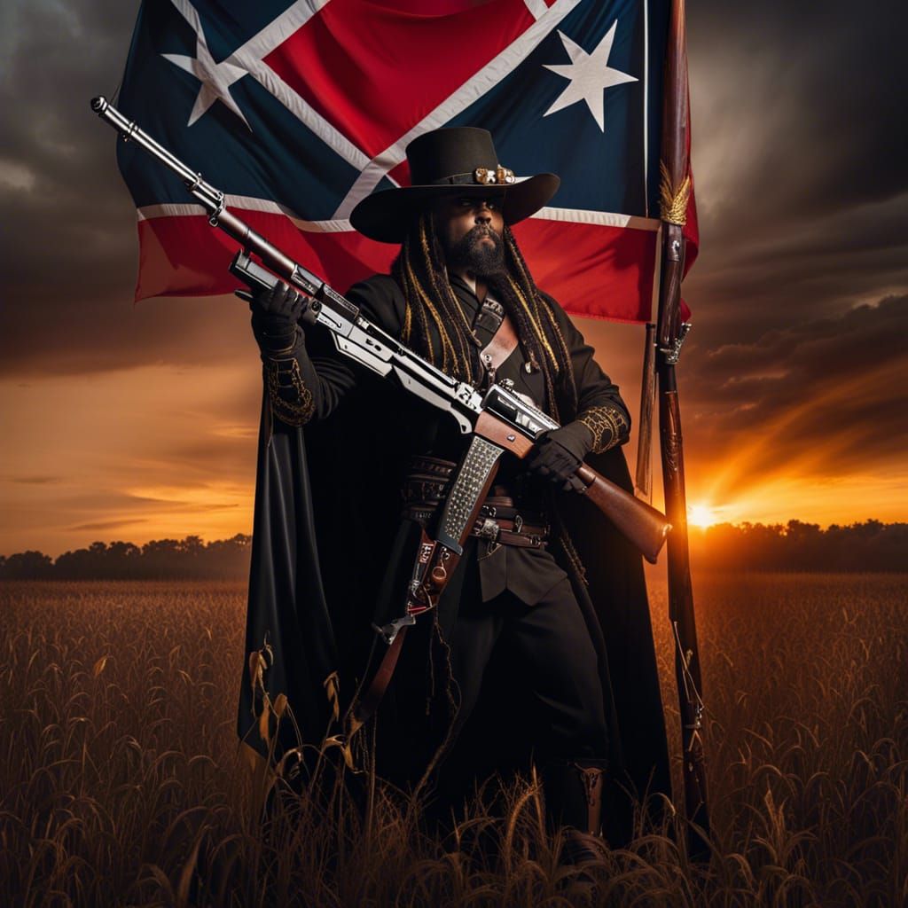 Black Metal Wizard King with AK-47 in Dixie