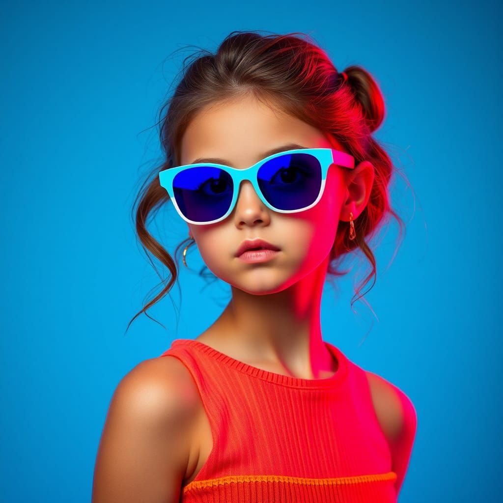 Stylized Portrait of a Woman with Neon Colors