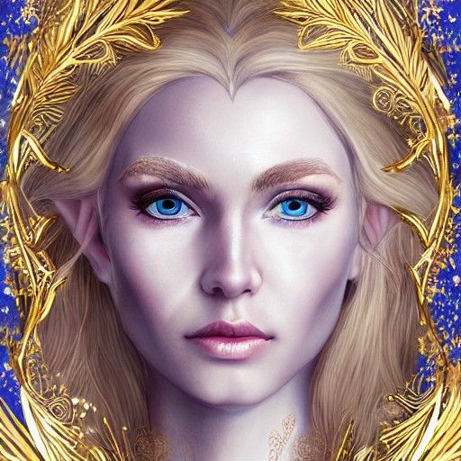 Golden Haired Elf Lady in White Robes