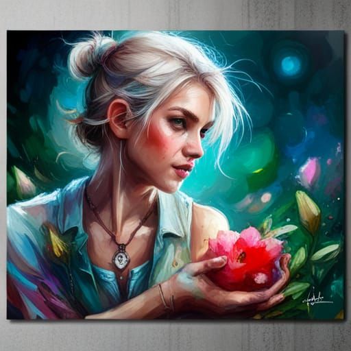 Chibi Ciri's Lily Garden Adventure: Detailed Digital Art