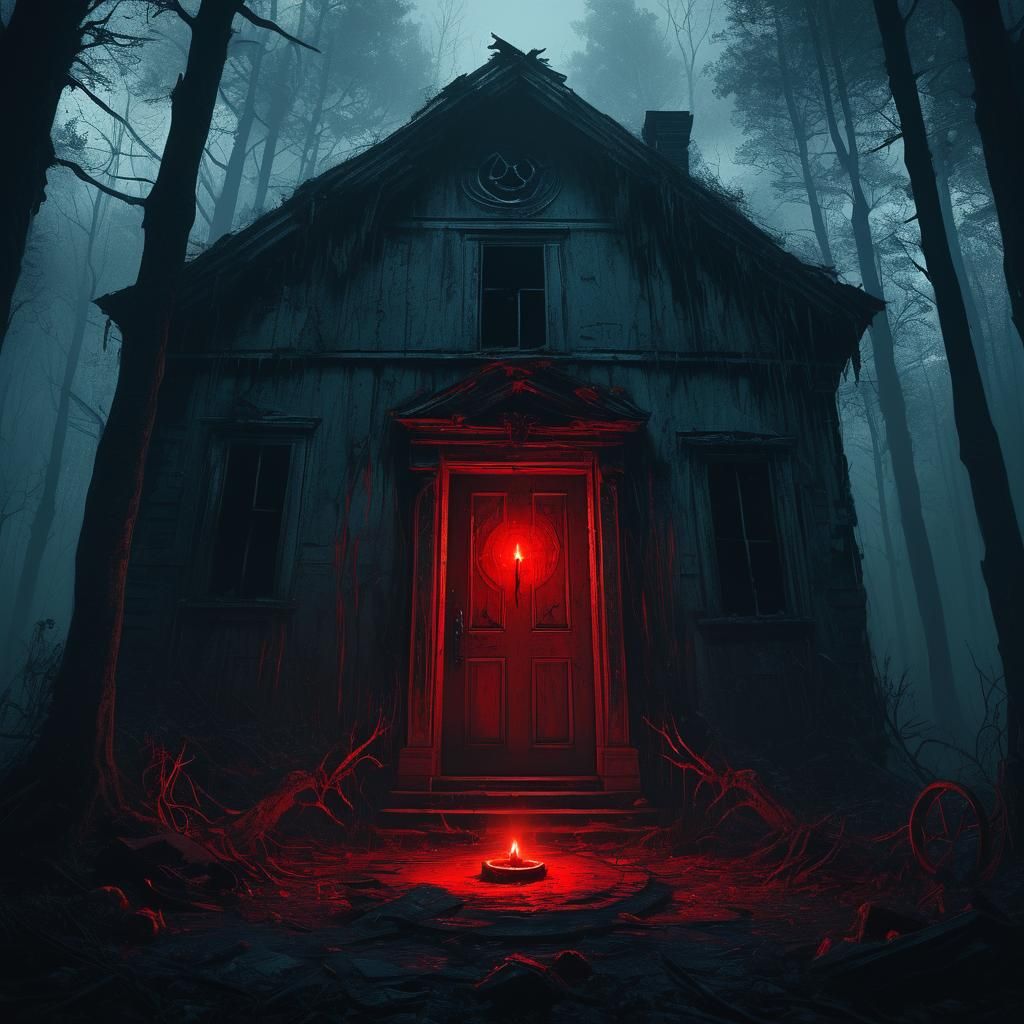 Eerie Demonic Circle in Misty Forest, Dark Fantasy Art