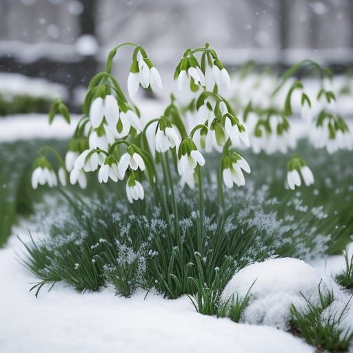 Winter Wonderland in a Snowy Garden Scene