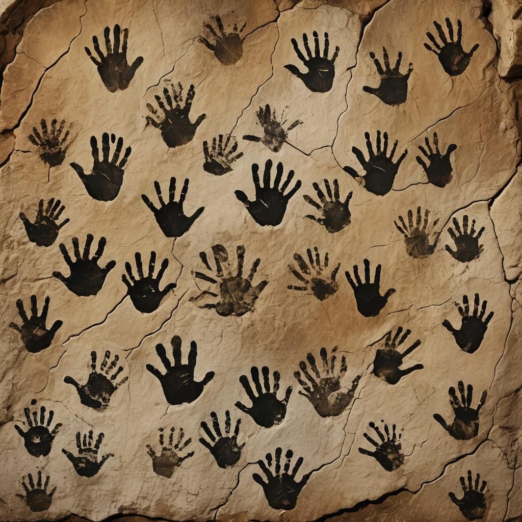 Primitive Cave Art Handprints