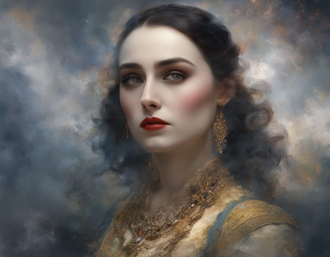 Pola Negri Portrait in 1920s Hyperrealist Style