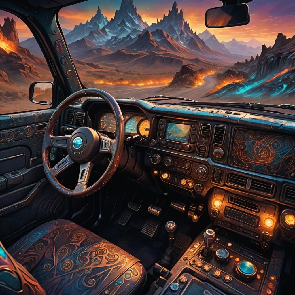 Fantasy Truck Dashboard in Detailed Matte Painting