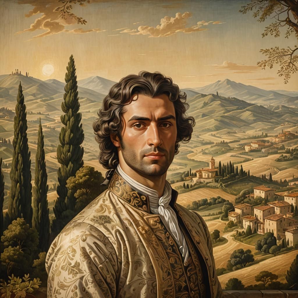 Neoclassical Portrait of Italian Man in Tuscany