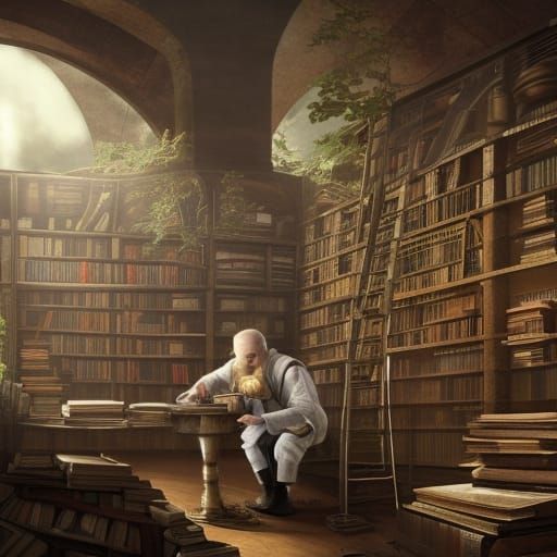 Alchemist Ponders Next Concoctions in Laboratory