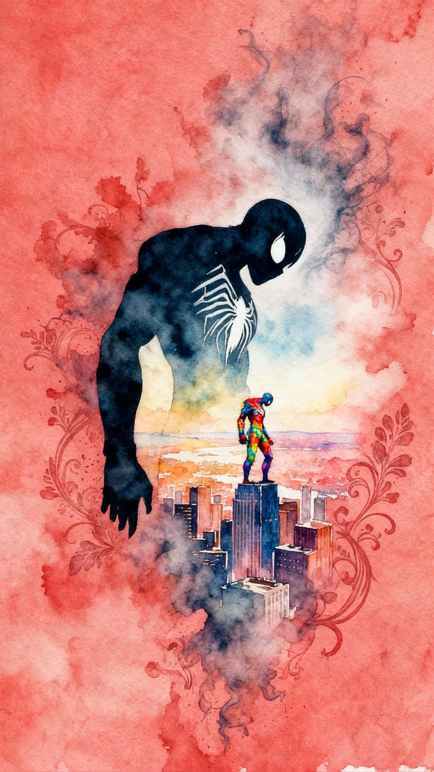 Spider-Man Double Exposure with Venom Cityscape